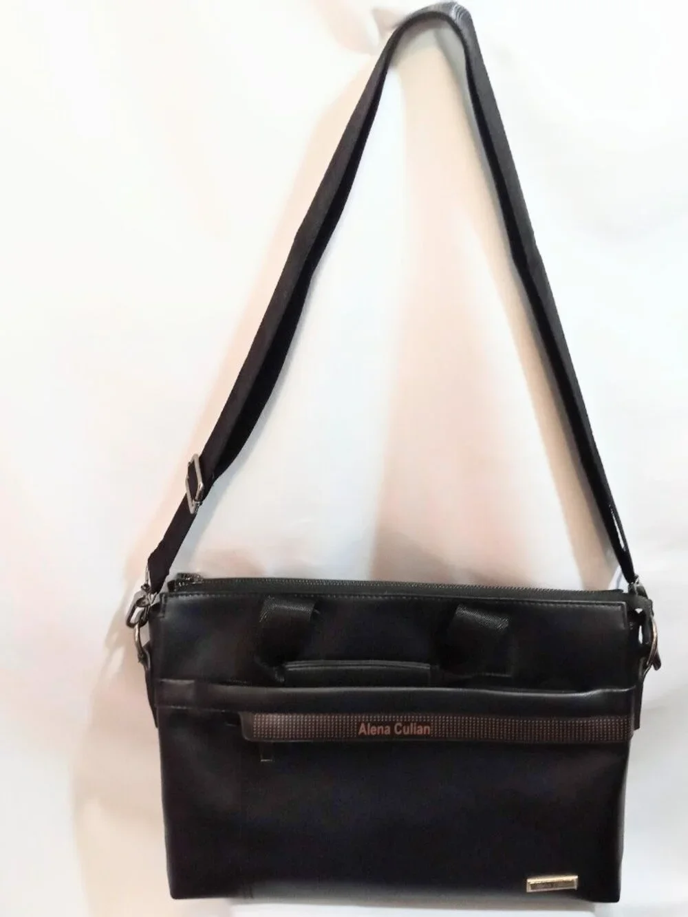 Alena Culian Black Crossbody Tote Bag Laptop Business Travel Purse